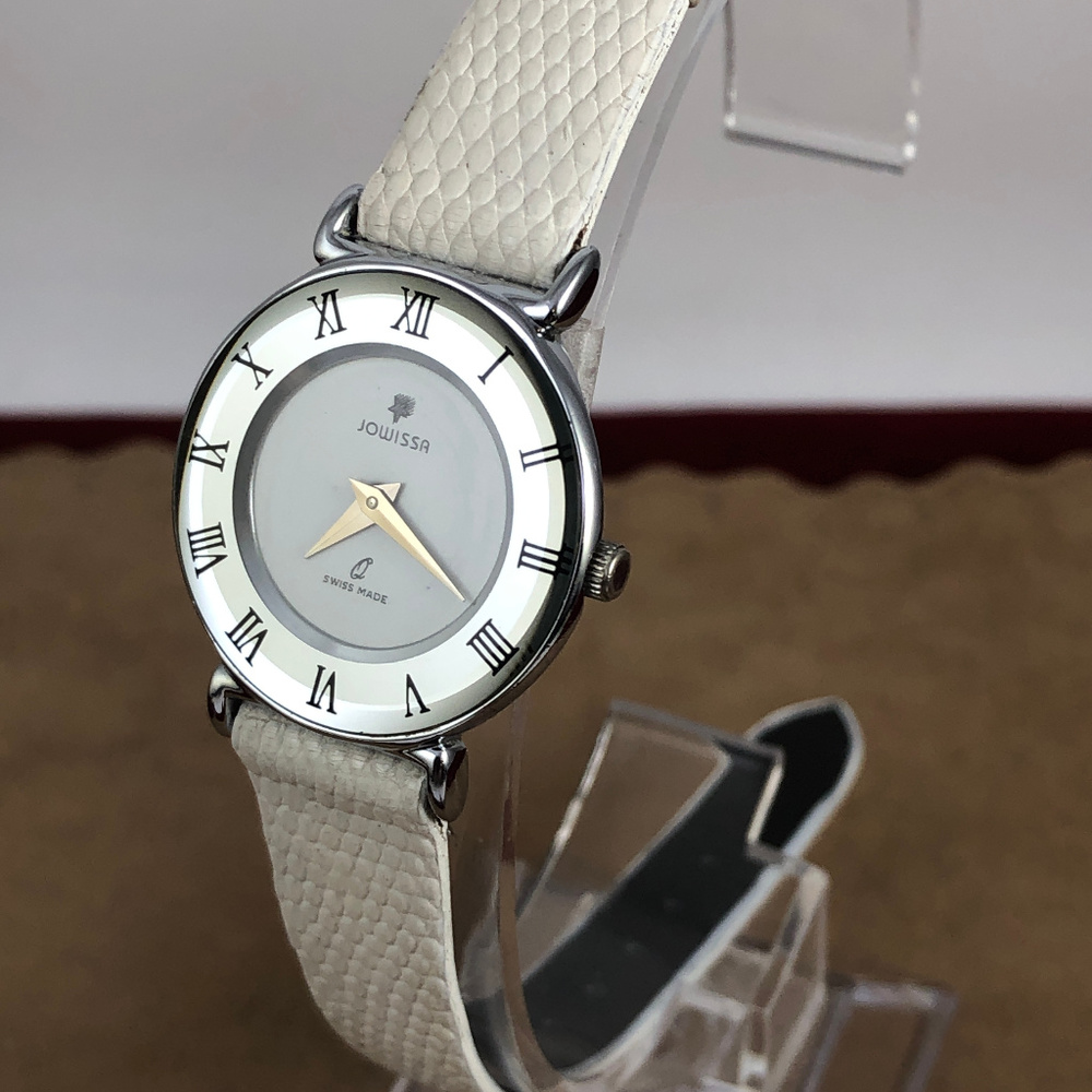 Vintage Jowissa Chrome Silver Watch Lizard Strap